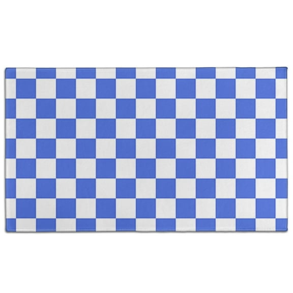Blue and White Checkered Pattern Door Rugs,Washable Non Slip Door Mats Indoor,Decorative Door Mats,Entry Mat Indoor for Entrance,Bedroom,Kitchen,Bathroom,17"x30"
