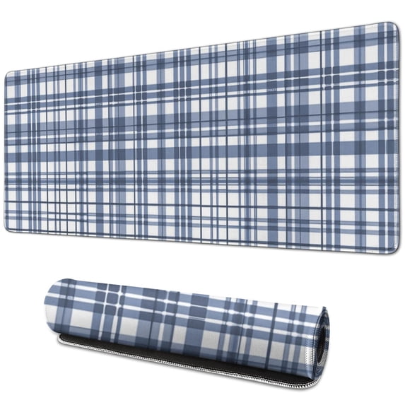 Blue and White Checkered Pattern Extended Large Mouse Pad, Desk ...