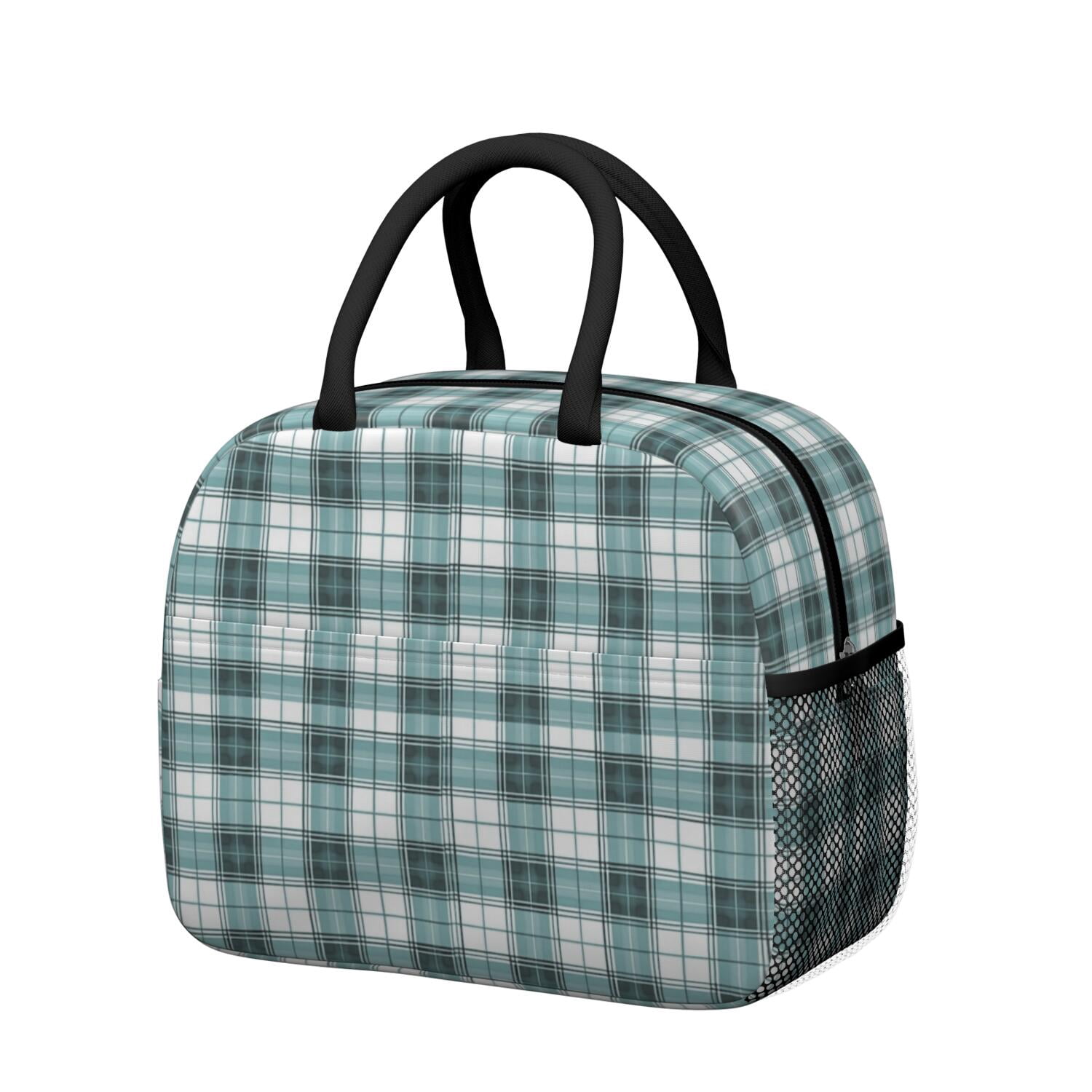 Blue Camping Box Blue and White Checkered Pattern Insulated Leakproof Lunch Box for Work ...