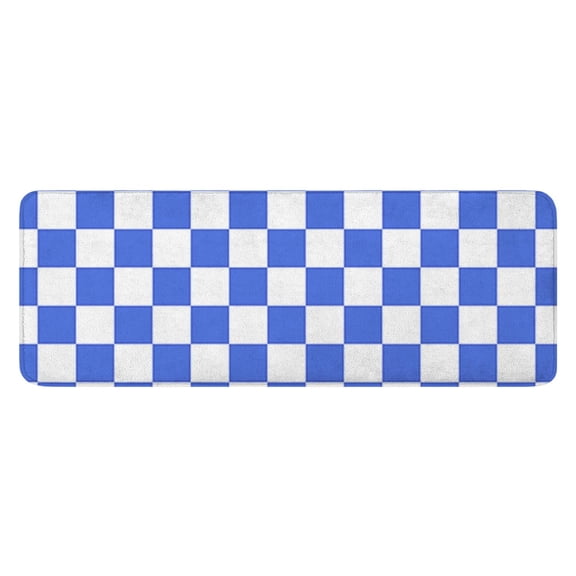 Blue and White Checkered Pattern Kitchen Rug Mat,Kitchen Runner Rugs Non Skid Washable,Decorative Kitchen Floor Mats for Kitchen,Sink,Laundry,17"x47.2"
