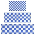 thumbnail image 1 of Blue and White Checkered Pattern Kitchen Rugs Sets Of 3,Kitchen Runner Rugs Non Skid Washable,Decorative Kitchen Floor Mats for Kitchen,Sink,Laundry,17"x30"+ 17"x47" + 17"x59", 1 of 6