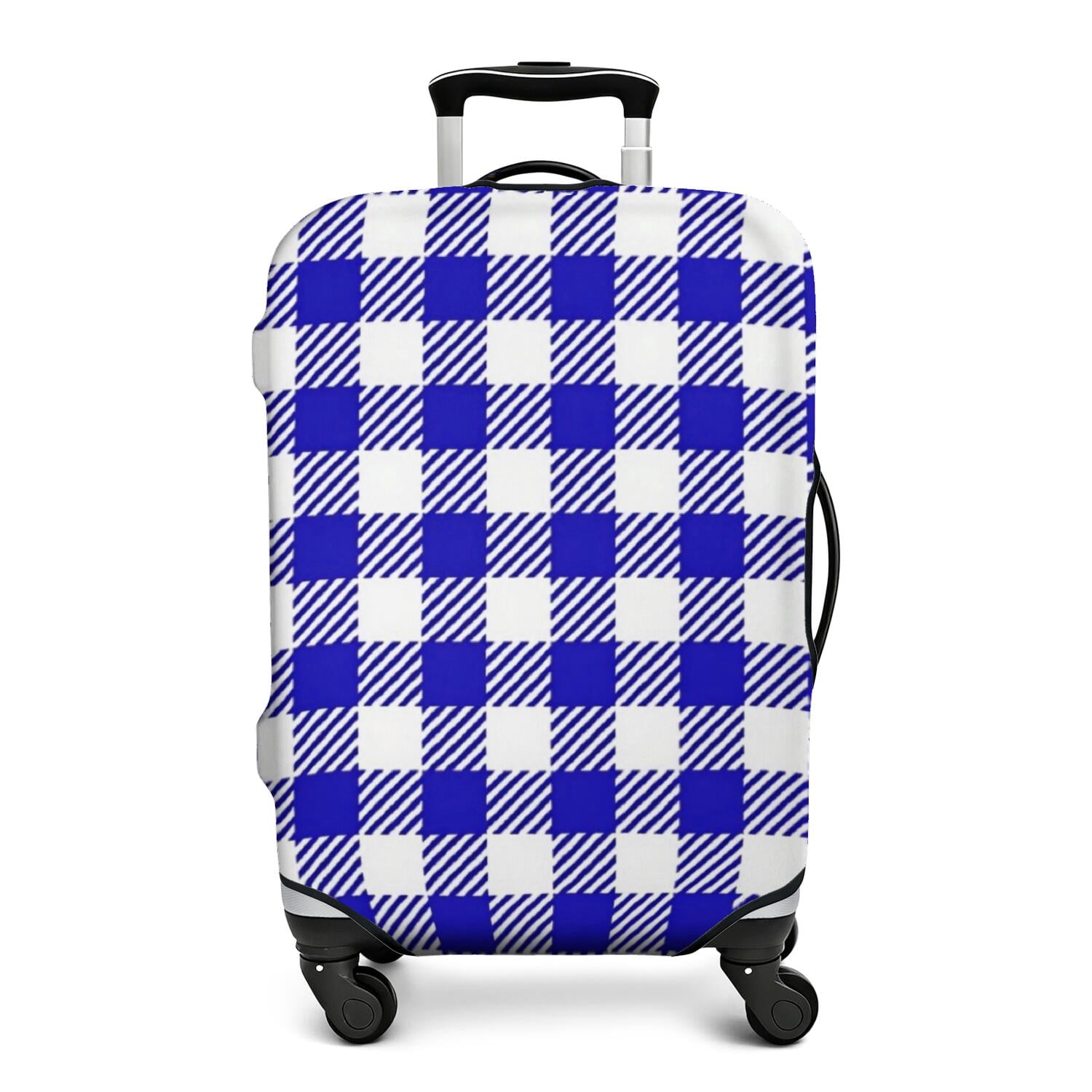 Blue and White Checkered Pattern Luggage Cover,Stretch Travel Baggage ...