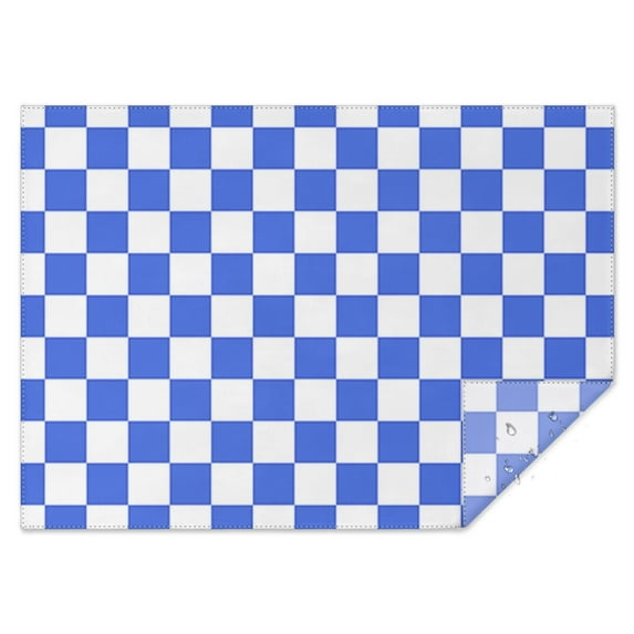 Blue and White Checkered Pattern Rectangle Tablecloth 60"x84",Waterproof Polyester Rectangle Table Cloth, Wipeable Spillproof Polyester Tablecloth for Dining, Camping, Indoor and Outdoor
