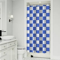 Blue and White Checkered Pattern Shower Curtain 36"x72" ,Bathroom Decorative Shower Curtains Set with 12 Hooks,Modern Waterproof Washable Shower Curtain