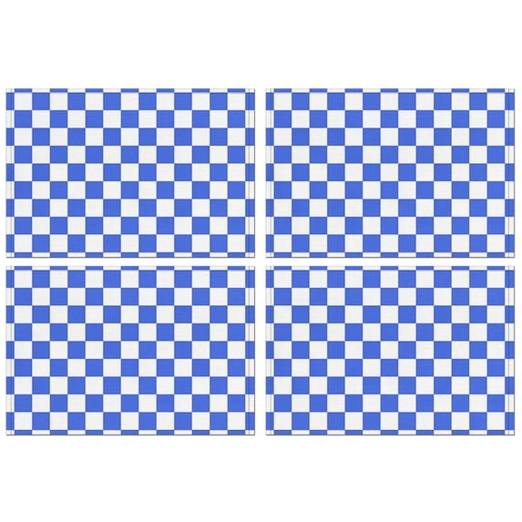 Blue and White Checkered Pattern Summer Placemats Table Placemats Set Of 4-Linen Kitchen Washable Placemats Table Mats 11.8"x17.7" Non-Slip Heat Resistant