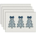 thumbnail image 1 of Blue and White Chinoiserie Christmas Tree Placemats, Blue Bow Christmas Tree Xmas Grandmillennial Table Mats Washable Placemat for Kitchen Dining Room Winter Holiday Party Decoration 12x18 Inch, 1 of 6