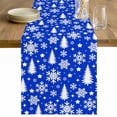 thumbnail image 1 of Blue White Christmas Table Runner 48 Inches Long Farmhouse Dress Scarves, Xmas Tree Snowflake Winter Abstract Dining Tablerunner for Coffee Table/Kitchen Island/Party Décor, 13" x 48", 1 of 8