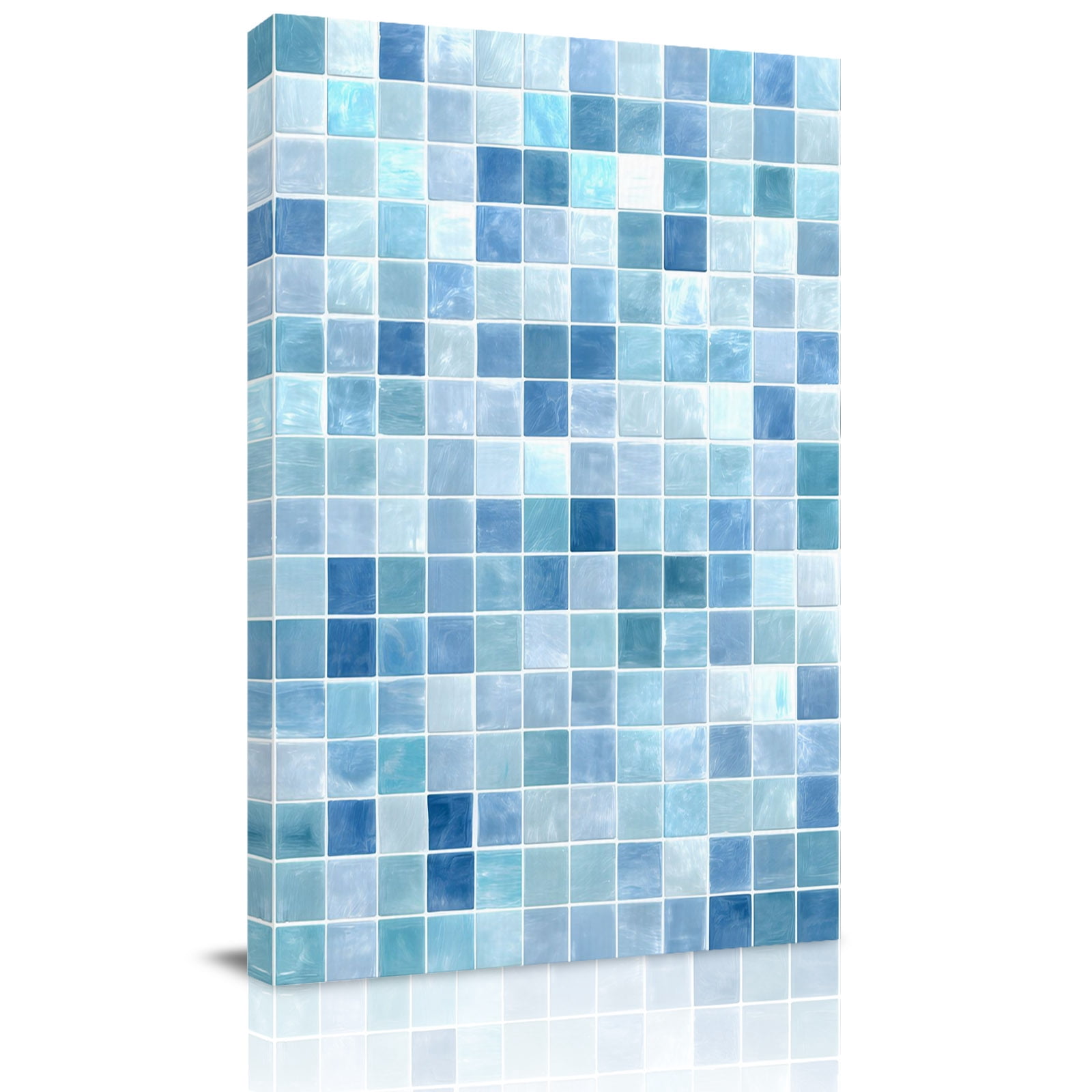 Blue White Color Block Canvas Wall Art for Living Room, Summer ...