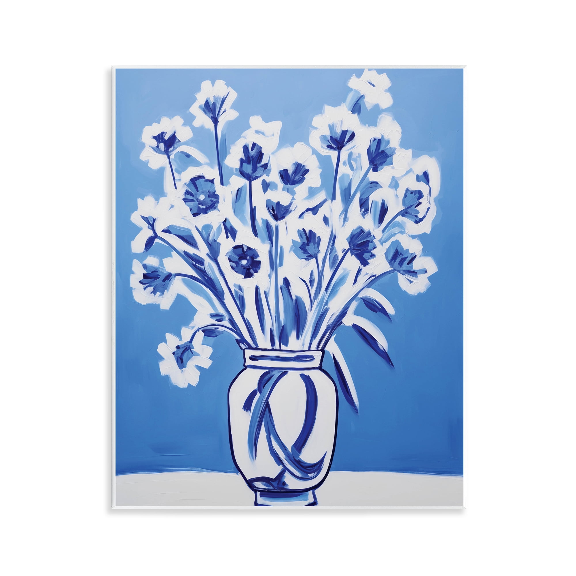 Blue & White Contrast Flowers Wall Plaque Art, design by Lettered and Lined