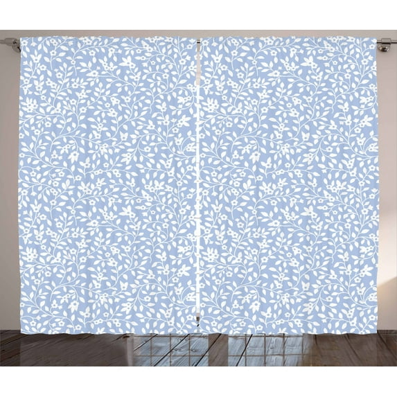 Ambesonne Blue White Curtains 2 Panel Set, Country Style, 108" x 90", Pale Blue White