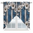 thumbnail image 1 of Blue White Daisy Kitchen Window Curtains, Swag Curtains Valance for Bedroom Living Room Bathroom, Vintage Farmhouse Butterfly Floral Wood Rod Pocket Window Curtain Block Drapes 2 Panels 36"x36", 1 of 9