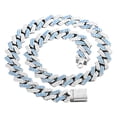 thumbnail image 1 of Blue&White Dog Chain Collar, Bling Diamond Cuban Link Puppy Collar Glitter Rhinestone Cat Collars for Small Medium Large Pet Dogs, 8-Inch, 1 of 8