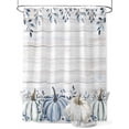 thumbnail image 1 of Blue White Fall Thanksgiving Pumpkin Shower Curtain, Eucalyptus Leaf Farmhouse Bathroom Decor Curtains Set with Hooks, Waterproof Fabric Home Accessories， 72 X 84 Inch Extra Long, 1 of 6