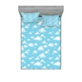 thumbnail image 1 of Blue and White Fitted Sheet & Pillow Sham Set, Cartoon Sky with Fluffy Clouds Clear Day Pattern, Decorative Printed 6 Piece Bedding Decor Set, Full, Pale Blue Pale Blue, by Ambesonne, 1 of 3
