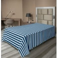 thumbnail image 1 of Ambesonne Navy Flat Sheet, Stripes Pattern, Twin Size, Blue and White, 1 of 1