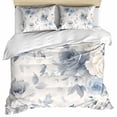 thumbnail image 1 of Blue White Floral Bedding 3 Piece Duvet Cover Set Full Size, Botanical Garden Flowers Leaves Soft Microfiber Comforter Cover with Zipper Closure & Pillowcases, Wrinkle & FadeResistant Quilt Cover, 1 of 9