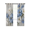 Rustic White Roses Blue White Floral Blackout Curtains 45 Inches Length, Modern Abstract ...