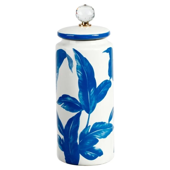 Mark Roberts 14in Floral Jar with Lid, Blue