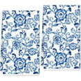 thumbnail image 1 of Blue White Floral Kitchen Towel Vintage Boho Flower Dish Towels 18 x 26 Inch Hand Drying Tea Towel for Cooking Baking Cleaning, 2Pcs, 1 of 6