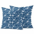 thumbnail image 1 of Blue White Floral Outdoor Waterproof Pillow Covers, Farmhouse Retro Botanical Leaves Decorative Square Throw Pillowcase Sofa Cushion Sham for Patio/Couch/Chair, 16"x16" 2 Pack, 1 of 8