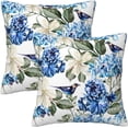 thumbnail image 1 of Blue and White Floral Pillow Covers 18x18 Set of 2, Spring Hydrangea Hibiscus Flower Throw Pillow Covers Outdoor Decorative Pillow Case for Couch Bed Sofa Cushion Home Decor, 1 of 6