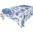 thumbnail image 1 of Blue White Floral Rectangle Tablecloth, Dust Proof Anti Wrinkle Wipeable Table Cloth Tabletop foration of Dinner Kitchen Wedding Holiday Party 60"x120" Decor Gift, 1 of 7