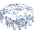 thumbnail image 1 of Blue White Floral Round Tablecloth 60 Inch Vintage Flower Table Cloth Elegant Rustic Polyester Table Cover Decorative for Indoor Outdoor Kitchen Dining Party, 1 of 6