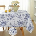 thumbnail image 1 of Blue and White Floral Tablecloth 60 x 84 Inch, Vintage Rectangle Table Cloth, Spill-Proof Stain Resistant Decorative Fabric Table Cover for Dining, Party, Picnic, 1 of 6