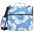 Blue White Florals Tropical Hawaii Binder Bag with Shoulder Strap 3 ...