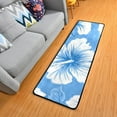 thumbnail image 1 of Blue White Florals Tropical Hawaii Long Floor Mat Runner Rug Area Mat Noise Reduction Water Absorbent Non-Slip 72" x 24", 1 of 7