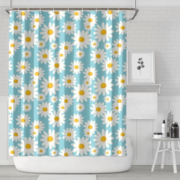Blue White Flower Pattern Shower Curtain 72"x84" ,Bathroom Decorative Shower Curtains Set with 12 Hooks,Modern Waterproof Washable Shower Curtain