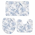 thumbnail image 1 of Blue White Flowers Bath Mat 3 Piece Bathroom Rug Set, Spring Summer Floral Botanical Non Slip Bath Rug Contour Mat and Toilet Lid Cover, Absorbent Shower Mats Soft Bath Rugs and Mats Sets, 1 of 8
