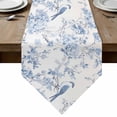 thumbnail image 1 of Blue White Flowers Table Runner Linen Burlap Table Runner 120 Inches Long Spring Summer Floral Botanical Dresser Scarves for Kitchen Island Coffee Dining Party Wedding Banquet Holiday Decor 13"x120", 1 of 8