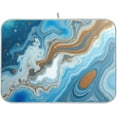 thumbnail image 1 of Blue and White Fluid Textures Dish Drying Mat Kitchen Counter Mat Draining Mat Kitchen Accessories Dish Rack Pad for Dishes, Utensils, Countertops, Sinks 18x24in, 1 of 7