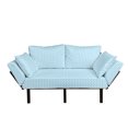 thumbnail image 1 of Blue and White Futon Couch, Horizontal Zigzag Chevron Pattern Retro Style Striped Tile Design, Daybed with Metal Frame Upholstered Sofa for Living Dorm, Loveseat, Sky Blue and White, by Ambesonne, 1 of 4