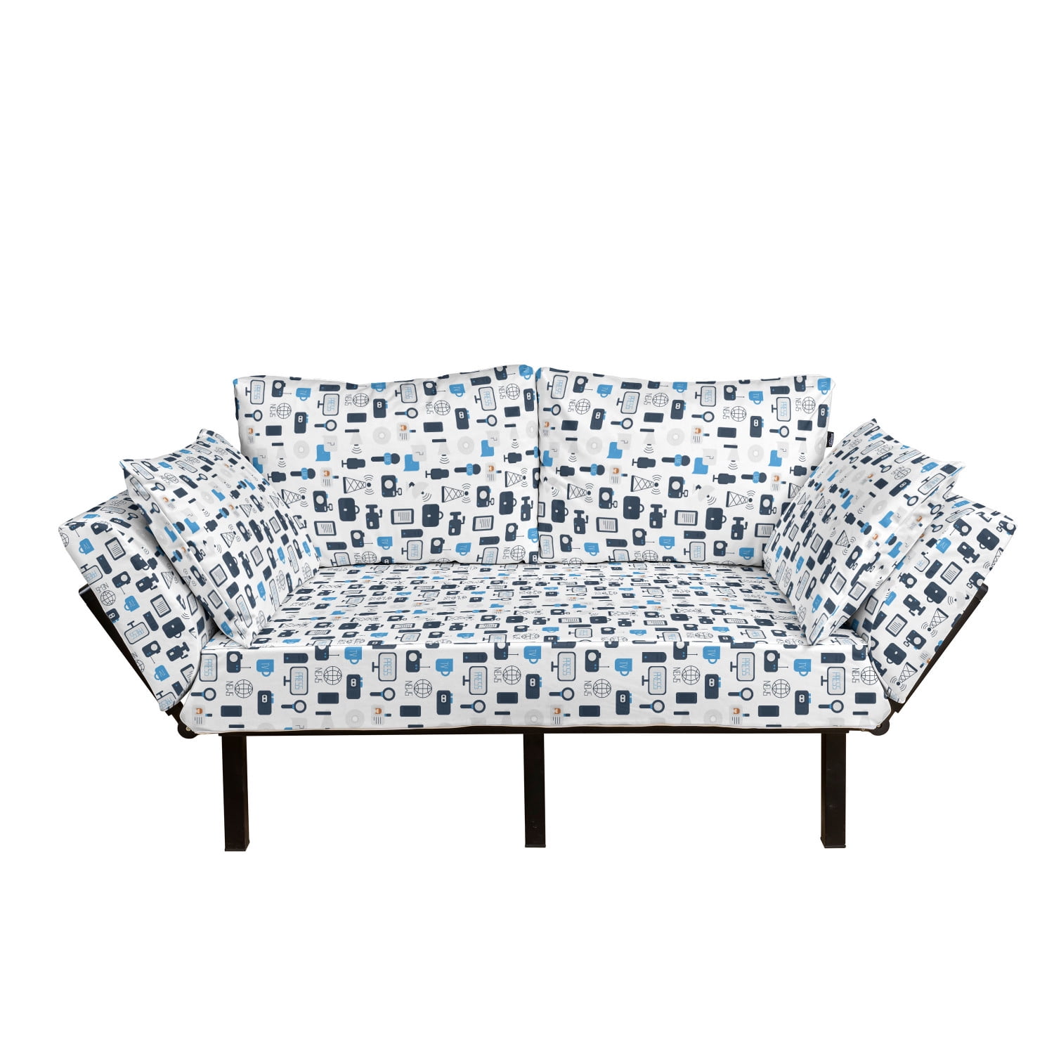 Blue and White Futon Couch, Journalism Mass Media Communication Theme