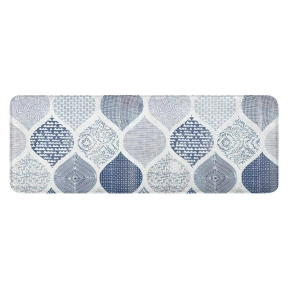 Blue and White Geometric Quatrefoil Pattern Kitchen Rug Mat,Kitchen Runner Rugs Non Skid Washable,Decorative Kitchen Floor Mats for Kitchen,Sink,Laundry,17"x47.2"