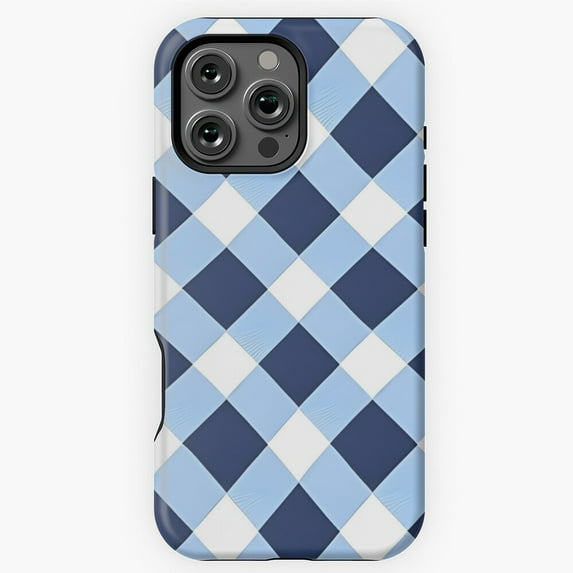 Blue White Geometric Shapes Pattern Phone Case for iPhone 16 15 14 13 12 11 Pro Max