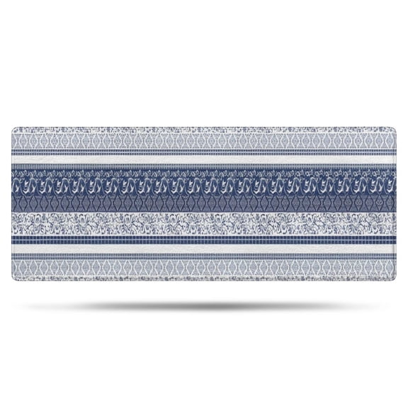 Blue and White Geometric Striped Pattern Bathroom Rugs Mat,Non Slip Microfiber Bathroom Rug,Rubber Backing,Soft Bathroom Mats for Bathroom Floor,Tub and Shower,60x24in(150x60cm)