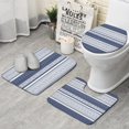 thumbnail image 1 of Blue and White Geometric Striped Pattern Bathroom Rugs Sets 3 Piece,Toilet Cover Set,Absorbent Non Slip Bathroom Mats Sets with U-Shaped Contour Rug Toilet Rug Set, 1 of 5