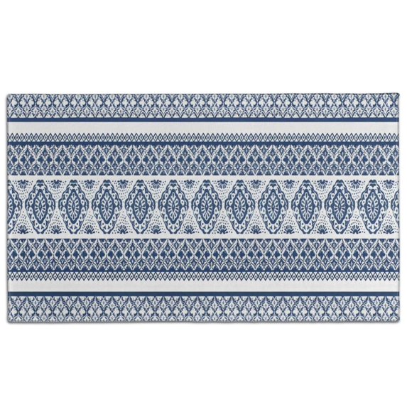 Blue and White Geometric Striped Pattern Door Rugs,Washable Non Slip Door Mats Indoor,Decorative Door Mats,Entry Mat Indoor for Entrance,Bedroom,Kitchen,Bathroom,17"x30"