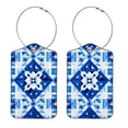 thumbnail image 1 of Blue and White Geometry Square PU Leather Luggage Tags, 2 Pack, with Privacy Cover and Stainless Steel Ring - Suitable for Travel, Backpack, Handbag - Bag Tags, Handbag Tags, 1 of 7