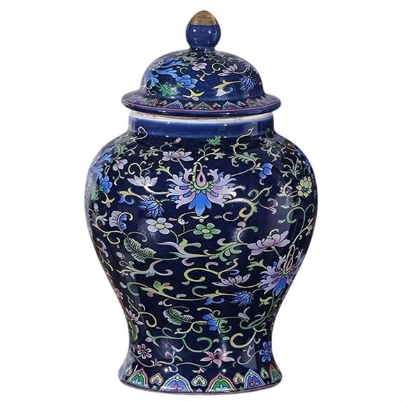 Blue and White Ginger Jar with Lid,Chinoiserie Porcelain Ginger Jars Airtight,Antique Porcelain Gingers Jars,Decorative Ceramic Tea Candy Storage Jar, Handmade Vintage Flower Vase