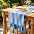 thumbnail image 1 of Blue White Gingham Table Runner Ruffled Fall Table Runner, Rustic Farmhouse Decor Plaid Reusable Table Cloths for Dining Table Kitchen Party, 13.8X47.2In, 1 Pc, 1 of 5