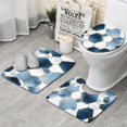 thumbnail image 1 of Blue White Gold Hexagon Marble Pattern Bathroom Rugs Sets 3 Piece,Toilet Cover Set,Absorbent Non Slip Bathroom Mats Sets with U-Shaped Contour Rug Toilet Rug Set, 1 of 5
