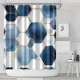 thumbnail image 1 of Blue White Gold Hexagon Marble Pattern Shower Curtain 72"x84" ,Bathroom Decorative Shower Curtains Set with 12 Hooks,Modern Waterproof Washable Shower Curtain, 1 of 6