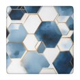 thumbnail image 1 of Blue White Gold Hexagon Marble Pattern Square Fitted Tablecloth with Elastic Edge,Square Table Cover,Washable Elastic Table Cover for Home Kitchen Party Decor 34"x34", 1 of 6