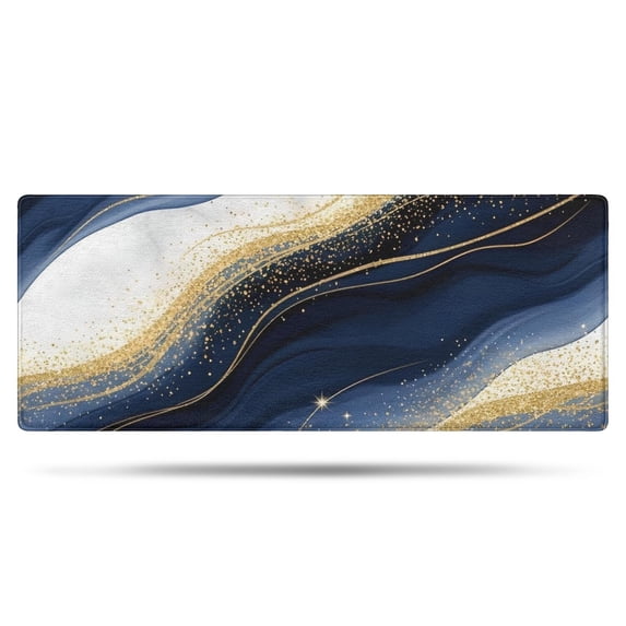 Blue White Gold Marble Pattern Bathroom Rugs Mat,Non Slip Microfiber Bathroom Rug,Rubber Backing,Soft Bathroom Mats for Bathroom Floor,Tub and Shower,60x24in(150x60cm)