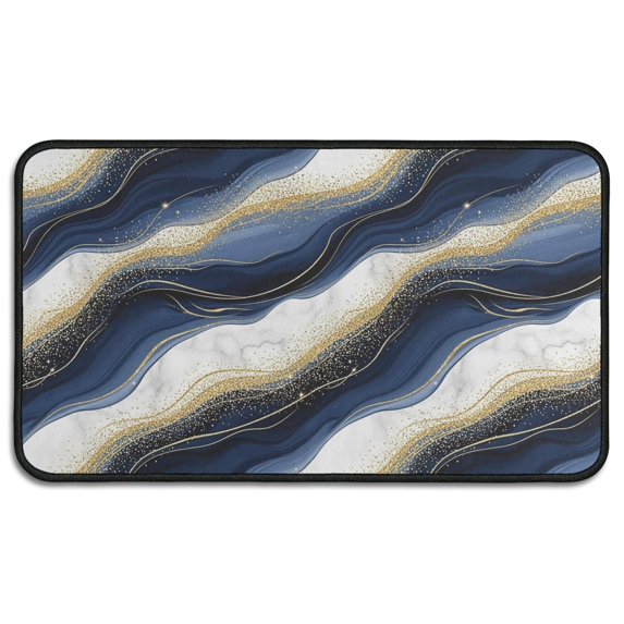Blue White Gold Marble Pattern Door Rugs,Washable Non Slip Door Mats Indoor,Decorative Door Mats,Entry Mat Indoor for Entrance,Bedroom,Kitchen,Bathroom,30"x17"
