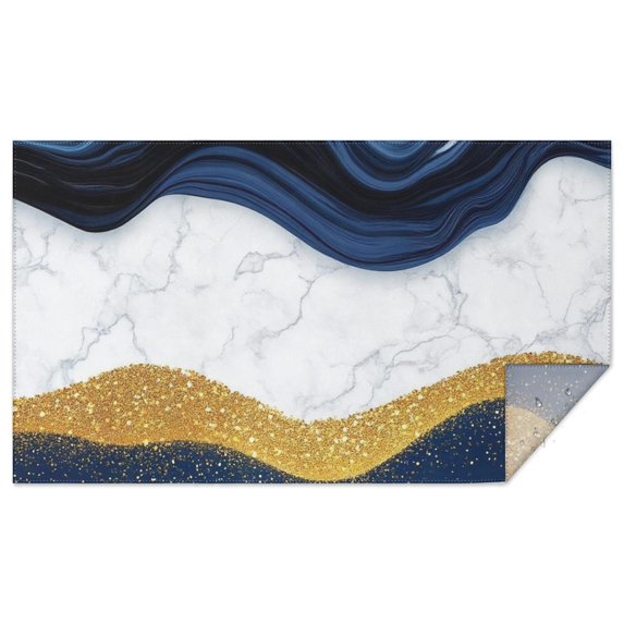 Blue White Gold Marble Pattern Rectangle Tablecloth 60"x102",Waterproof Polyester Rectangle Table Cloth, Wipeable Spillproof Polyester Tablecloth for Dining, Camping, Indoor and Outdoor